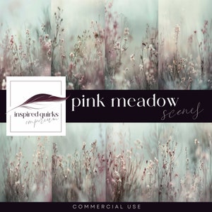 Enchanted Meadow Photography Backdrop, Spring Flowers Digital Backdrop, Pink Flower Overlay, Floral Illustration, Spring Garden Junk Journal