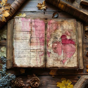 Vintage Love Letters Junk Journal, Hearts 6 Digital Journal Paper, Printable Ephemera, Paper Craft, Collage Sheet 11 x 8.5, Scrapbook Pages image 6