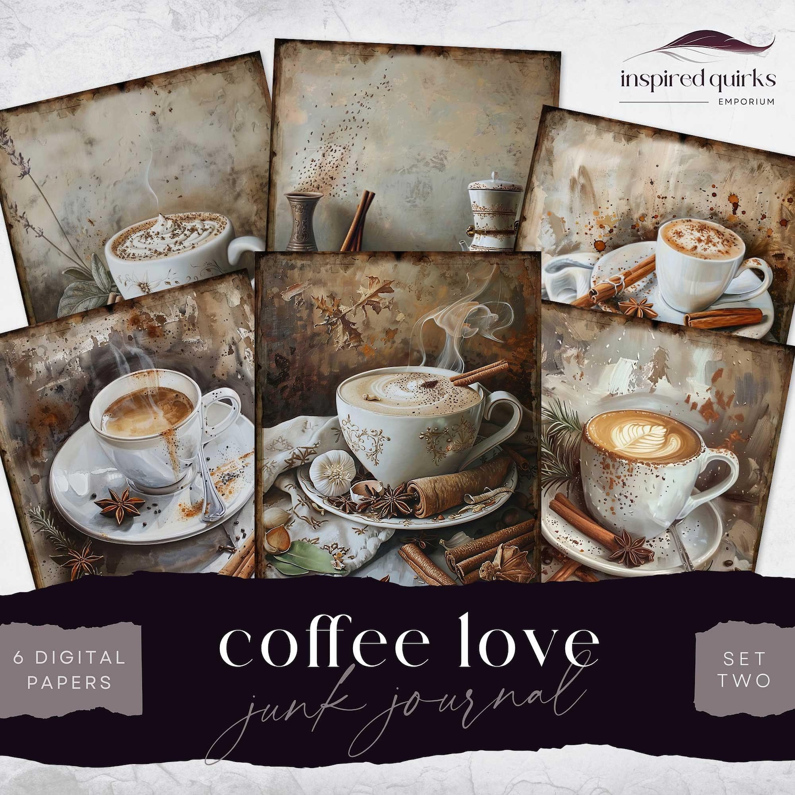 Coffee Themed Junk Journaling, Vintage Page, Cafe 6 Digital Journal ...