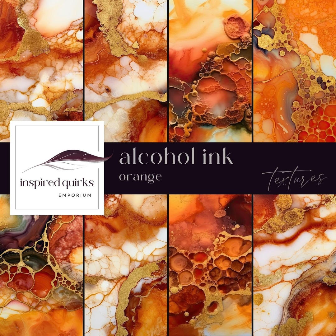 Orange Alcohol Ink Texture for Photoshop, Abstract Overlays, Digital ...