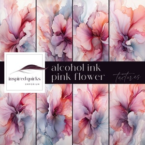 Alcohol Ink Background Digital Papers, Texture for Photoshop, Pink Flower Overlays, Digital Wall Papers, Pastel Flower Junk Journal Pages