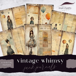 Tall And Skinny Junk Journal Printables, Vintage People Page, Digital Journal Paper, Whimsical Ephemera, Paper Craft, Collage Sheet 8.5 x 11
