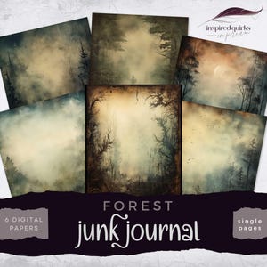Dark Forest Junk Journal, Vintage Magic Digital Journal Paper, Woodland Printable Ephemera, Dark Fantasy Scrapbooking, Mystical Collage Page