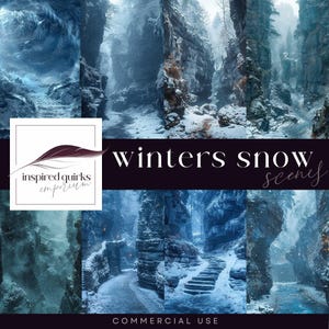 Digital Backdrop Winter, Snowy Mountain Background, Seasonal Junk Journal Paper, Winters Path Scene, Photography Backdrop, Digital Overlays