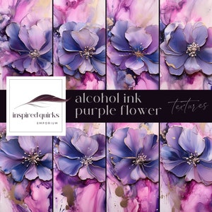 Alcohol Ink Background Digital Papers, Texture for Photoshop, Purple Flower Overlays, Digital Wall Papers, Pastel Flower Junk Journal Pages