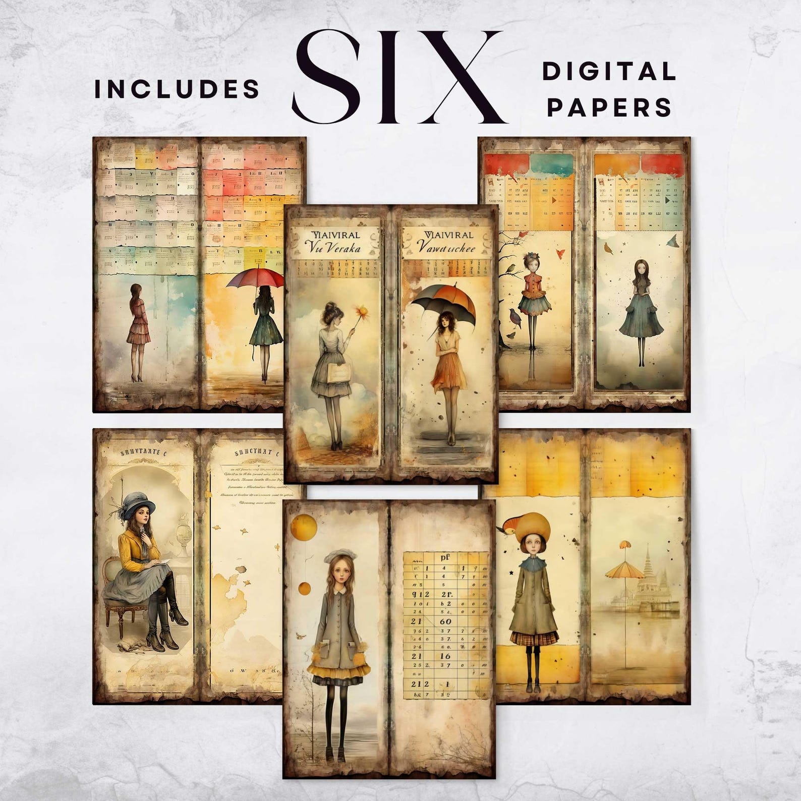 Tall and Skinny Junk Journal Printables, Vintage Girl Papers, Digital ...