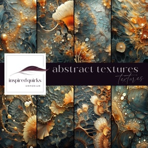 Pacote de textura abstrata, sobreposições subaquáticas, pacote de download digital, papéis de belas artes grunge, fundos de plantas, páginas de diário de lixo laranja