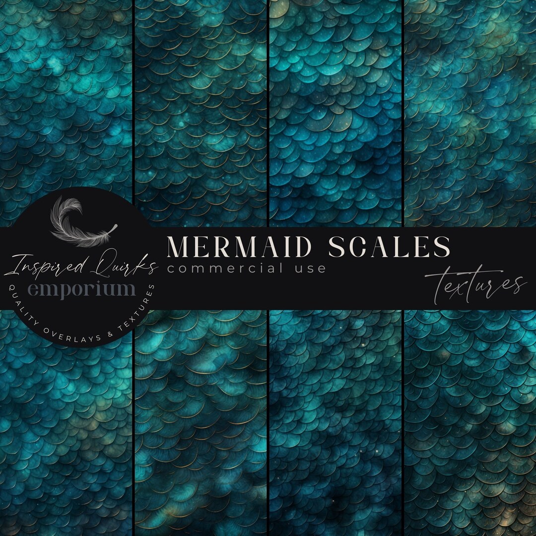Mermaid Tail Overlay, Blue Scale Textures, Digital Download, Aqua Sea ...