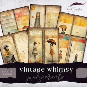 Tall And Skinny Junk Journal Printables, Vintage Girl Papers, Digital Journal Pages, Whimsical Ephemera, Paper Craft, Collage Sheet 8.5 x 11