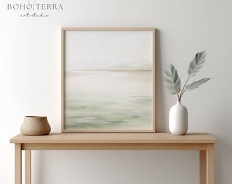 Neutral Watercolor Painting on Canvas, Wall Art, Modern Abstract, Home Decor, Misty Landscape Art