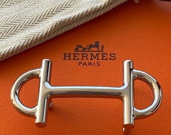 Vintage Hermes 24mm Silver Polished Gamma H Belt Buckle Boucle Schnalle Fibbia Hebilla Cinturon Cintura Gürtel Cinta Ceinture