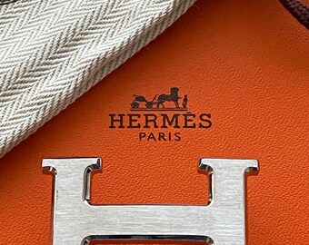 Vintage Hermes 24mm Silber Gebürstet H Gürtelschnalle Boucle Schnalle Fibbia Hebilla Cinturon Cinta Ceinture Gürtel Cinta Ceinture