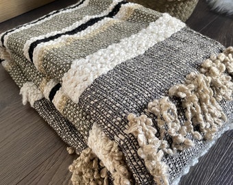 Textured Chunky Stripe Throw Blanket | Luxury Boho Throw | Multipurpose Blanket