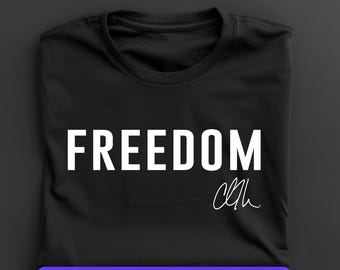 Charlie Kirk Freedom Svg Png, Patriotic Shirt Design with Signature, Justice Activist Political Graphic, Svg File for Cricut, Shirt Svg