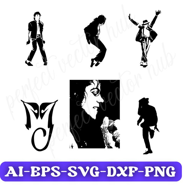 Michael Jackson Svg Bundle, Printable, Svg file for Cricut, Png files, Png/Eps/Svg/Psd/Ai , Cricut and Silhouette Files, Instant Download