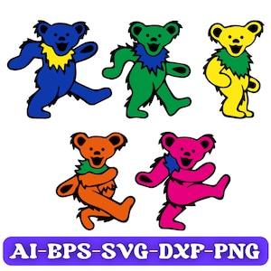 Grateful Dead Dancing Bears Arquivos Svg, Png, Svg engraçado, Grateful Dead Svg, Arquivos Cricut, Arquivos de silhueta, Arquivo vetorial, Arquivos de clipart