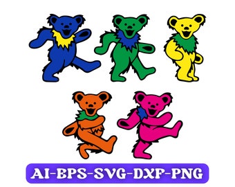 Grateful Dead Dancing Bears Svg Files, Png, Funny Svg, Grateful Dead Svg, Cricut Files, Silhouette Files, Vector File, Clipart Files