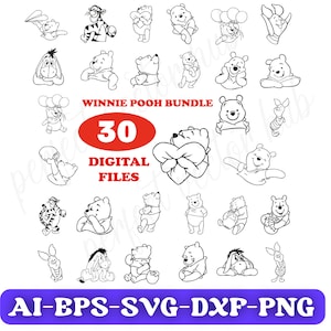 Winnie l'ourson Svg, porcelet, tigre, Svg Bourriquet, fichiers de découpe Winnie l'ourson, Cricut, fichiers d'impressions, lot, Png, Clipart, Cricut