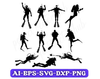 Scuba Diving Svg Bundle, Scuba Diver Svg, Scuba Diving Silhouette, Scuba Diving Cricut, Clipart, Diving Sport Svg files