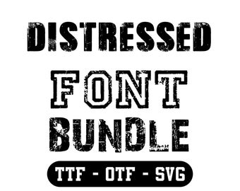 Distressed Font Bundle, Distressed Font Svg, Grunge Font Svg, Ttf and Otf, Grunge Svg, Cricut Font, Procreate Font, Distressed Alphabet