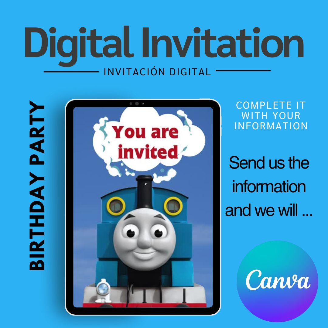 Thomas the Tank Engine Digital Invitaion / Birthday Party Invitation ...