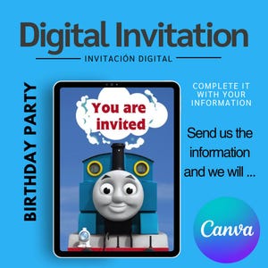 Thomas the Tank Engine digital invitaion / birthday party invitation / Thomas and friends