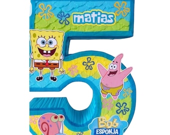 Pinhata do Bob Esponja | Festa Temática da Fenda do Biquíni, Nome Personalizado