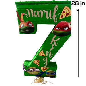 Piñata Tortugas Ninja 71 cm | Personalizada con nombre y edad | Fiesta temática ninja | Grün | Inklusive Palo