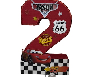 Cars Number Piñata | Personalized Birthday Party Decoration