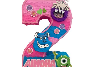 Piñata Monsters Inc. | Rosa y Azul Monstruoso | Fiesta Pixar | Varios Tamaños