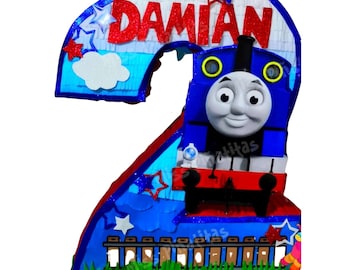 Piñata Thomas e amigos | Azul, Branco e Negro | Personalizável | Varios Tamaños