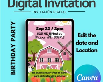 Vaca Lola Birthday Digital Invitation, Custom Farm Theme (Edited)