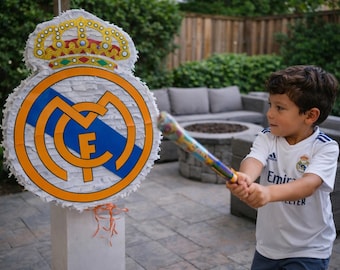 Pinhata do Real Madrid, decoração artesanal para festa de aniversário de futebol, 60 cm