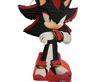 Piñata Shadow the Hedgehog | Negra e Vermelha | Festa Sonic | Varios Tamaños