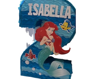 Piñata de la Sirenita Ariel / Fiesta Bajo el Mar, Nombre Personalizado