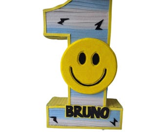 Piñata Temática Emojis Divertidos | Amarillo, Celeste e Branco Alegre | Festa de Emojis