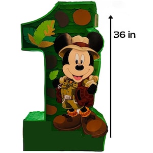 PINATA MICKEY SAFARI 36in Numero 1 / Pinata para cumpleaños / Pinata fiesta de Mickey Mouse / Pinata personalizada