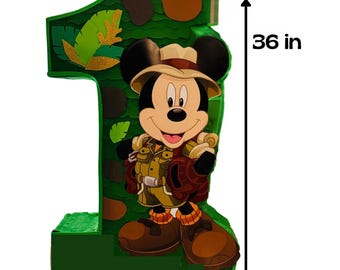 PINATA MICKEY SAFARI 36in Numero 1 / Pinata para cumpleaños / Pinata fiesta de Mickey Mouse / Pinata personalizada