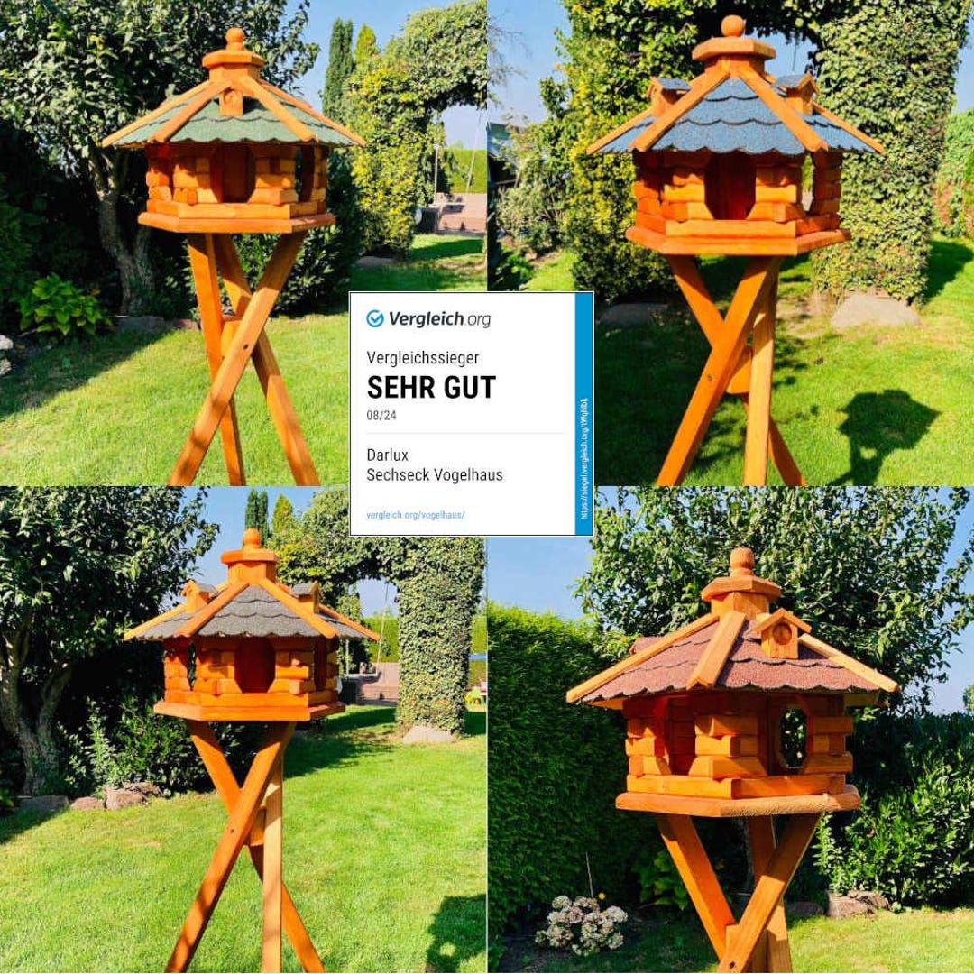 thumbnail image 2 of DARLUX Hexagonal Garden Windmill – XXL Wooden With Ball Bearing, Brown And Blue, 120cm Tall (Approx. 7.6kg) 2 of 6