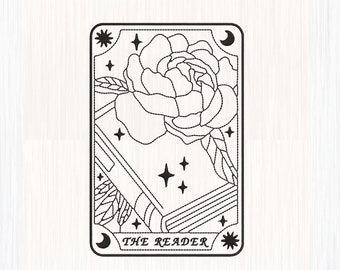 tarot book reader embroidery for Book Lover embroidery pattern bookish gift embroidery design for Book lover gift embroidery file booklover