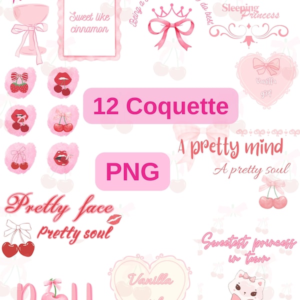 Coquette PNG, Coquette Sublimation Design, Girly Clipart, That Girl Aesthetic, Transparent Background