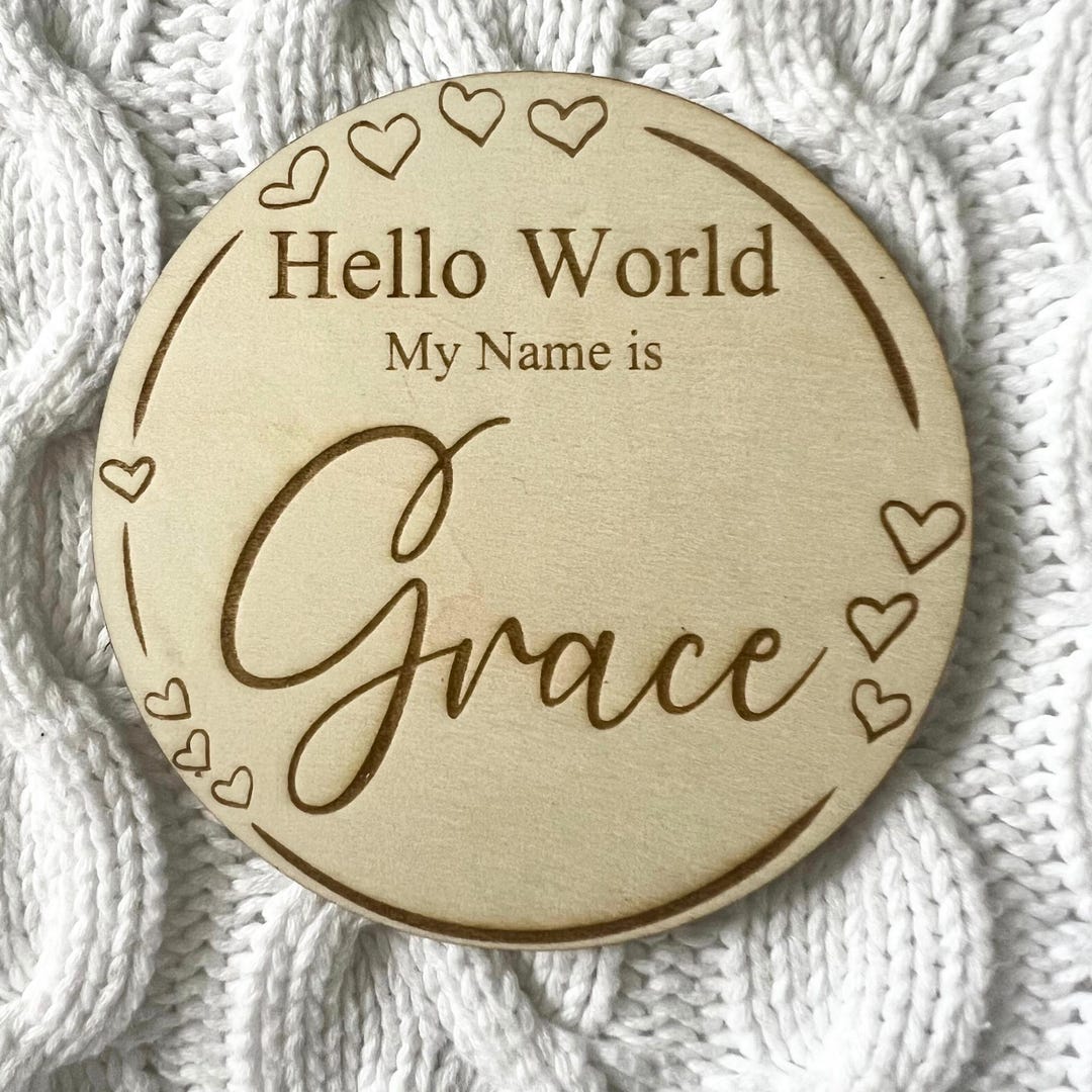 Personalized Hello My Name is Disc Baby Arrival Sign Welcome to the ...