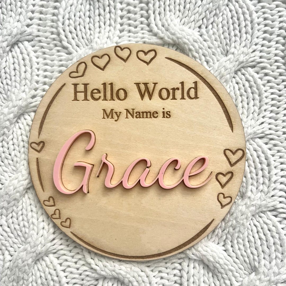 Personalized Hello My Name is Disc| Baby Arrival Sign| Welcome to the ...