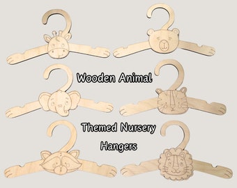 6 Nursery Wooden Animal Hangers | Baby Clothes Hangers | Safari Themed Nursery | Nursery Wooden Clothes Storage | Nursery organization
