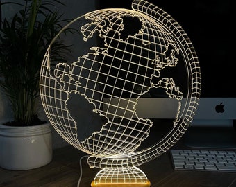 Led Table Lamp, Office Furnishings, Designer Plexiglass Lamp, Anniversary Gift, Gift for New Home, Home Decor