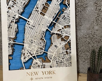 Wooden City Map, 3D Geographical Map, Map of London, Wooden Decorative Picture, New Home Gift, Anniversary Gift
