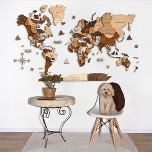 Mappa per viaggiatori, Mappa del Mondo in legno 3D Decowoodmap, Arredamento ufficio, Decorazione murale per Casa Nuova, Regalo per Fidanzati