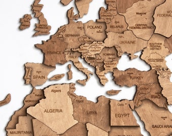 3D Wooden World Map, Wall Decor, Decowoodmap Wall Art, Traveler Gift, Home Decor, Multicolor Map