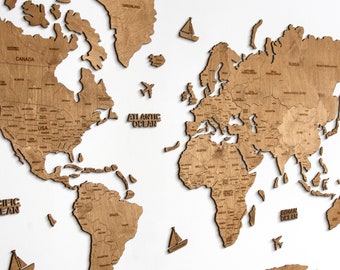 Wall globe, Wooden World Map, Gift for New Home Wall, Decowoodmap Oak World Map, Decoration for Travelers