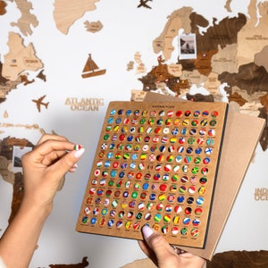 Bandiere del Mondo, Kit 291 bandiere degli Stati, Push Pins Flags, Puntine bandiere per la Mappa del Mondo in legno, Decorazione da parete
